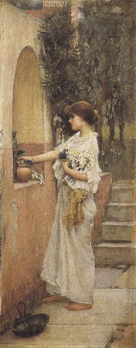johnwilliam waterhouse,R.A. A Roman Offering (mk37) Norge oil painting art
